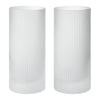 "Set of two tall, textured white vases with vertical ribbed patterns, perfect for modern decor."