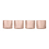 Set of four rose gold ribbed planters with a sleek, modern design. Perfect for contemporary home decor accents.