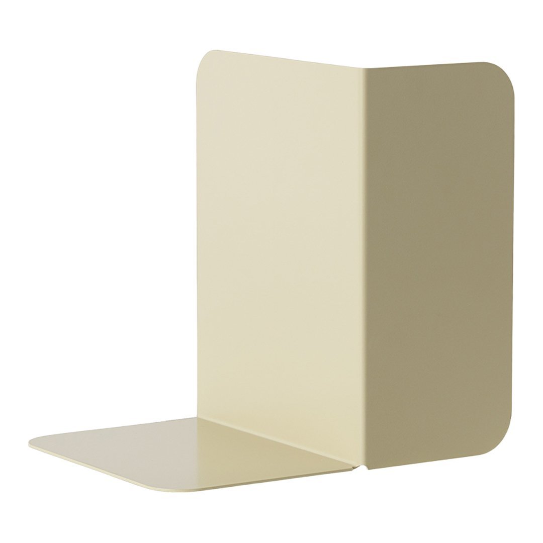 Beige bookend with a smooth, minimalist design and a matte finish, ideal for home or office organization.