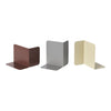 Set of three decorative bookends in brown, gray, and cream colors with a sleek, modern design.
