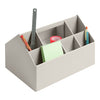 Light grey desk organizer with multiple compartments, perfect for office supplies; sleek and modern design.